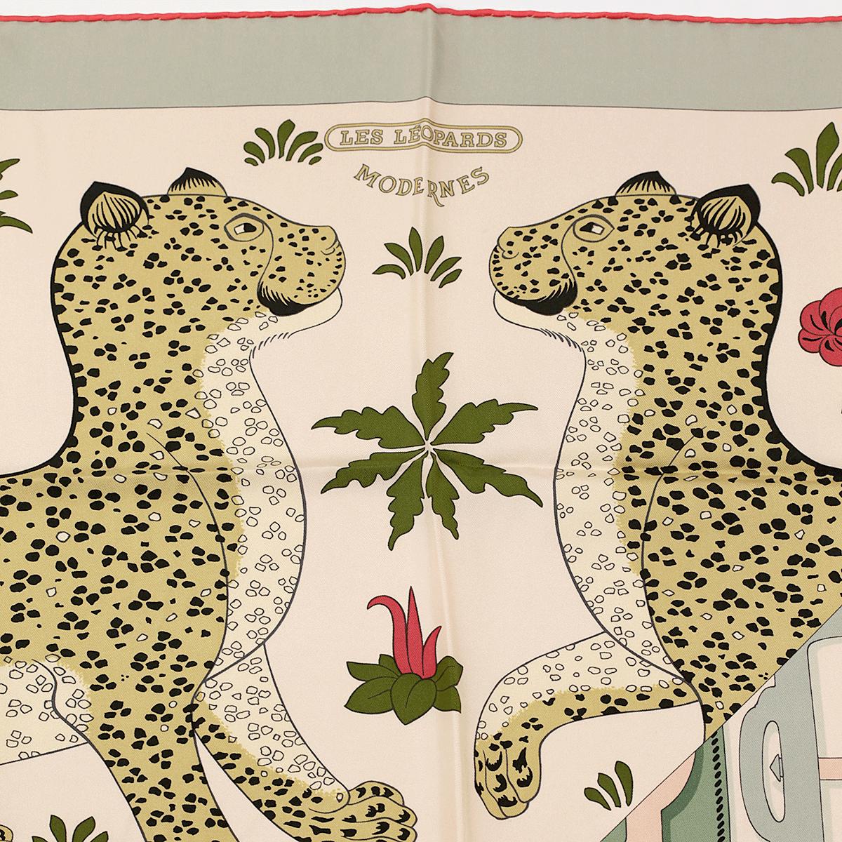 Hermes Scarf "Les Leopards Modernes" by Christiane Vauzelles and Françoise De La Perriere 90cm Silk Wash Scarf | Carre Foulard