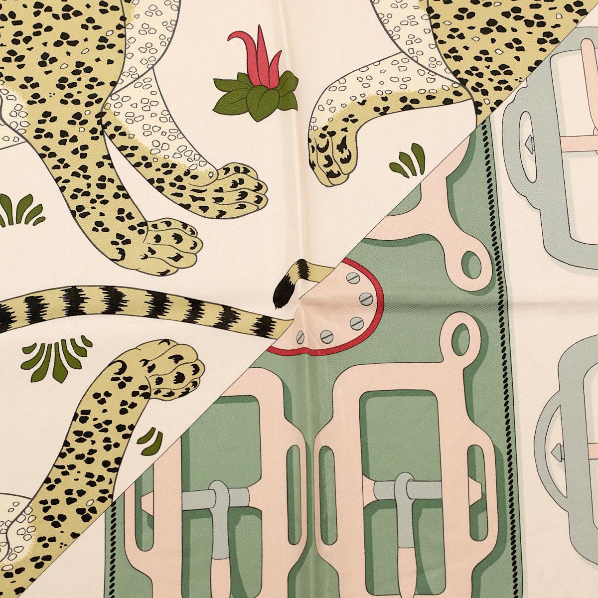 Hermes Scarf "Les Leopards Modernes" by Christiane Vauzelles and Françoise De La Perriere 90cm Silk Wash Scarf | Carre Foulard