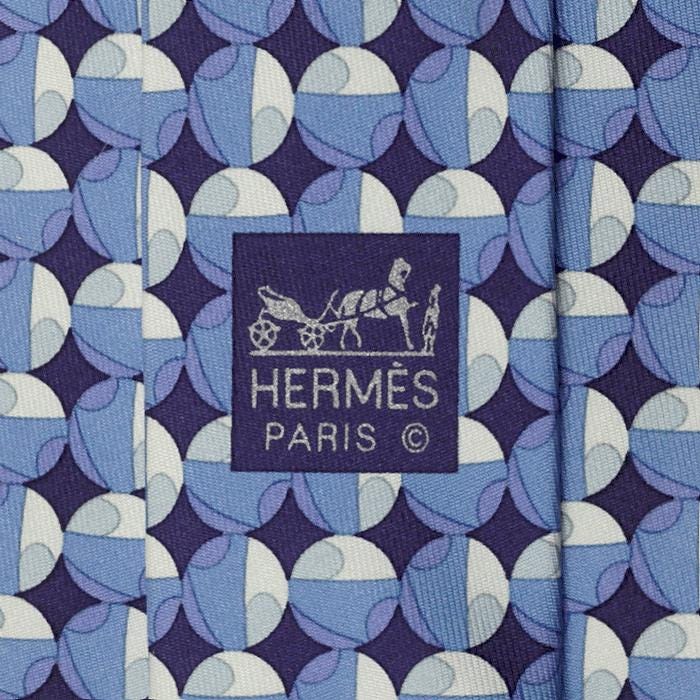 Hermes Men's Silk Tie Twillpop Geometric Pattern 5376