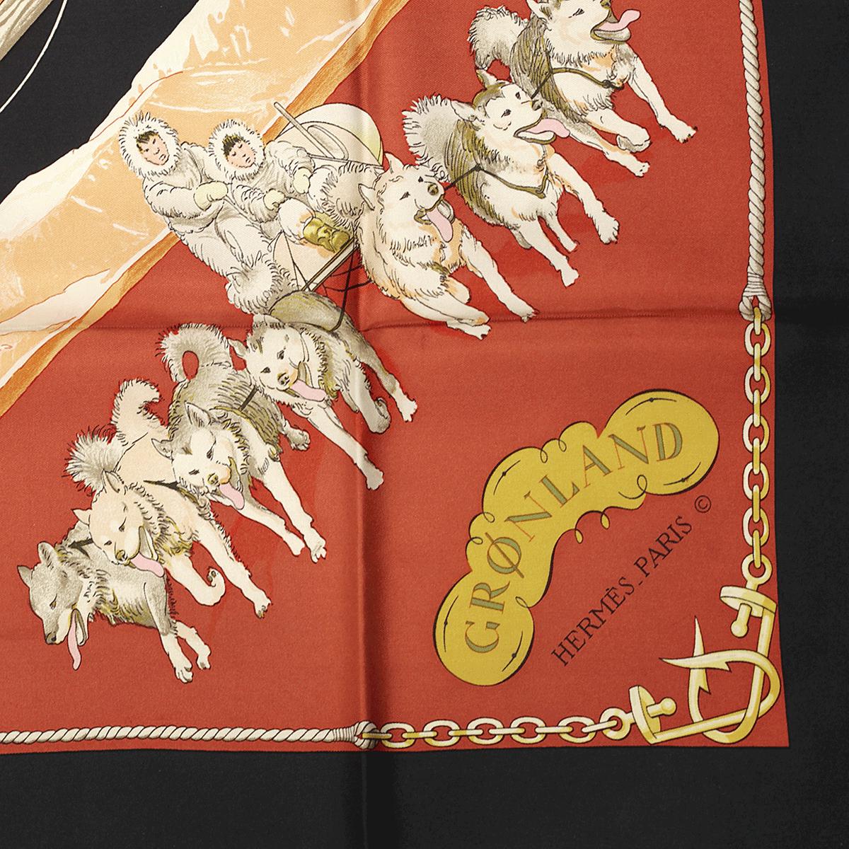Hermes Scarf "Gronland" by Philippe Ledoux Vintage 90cm Silk