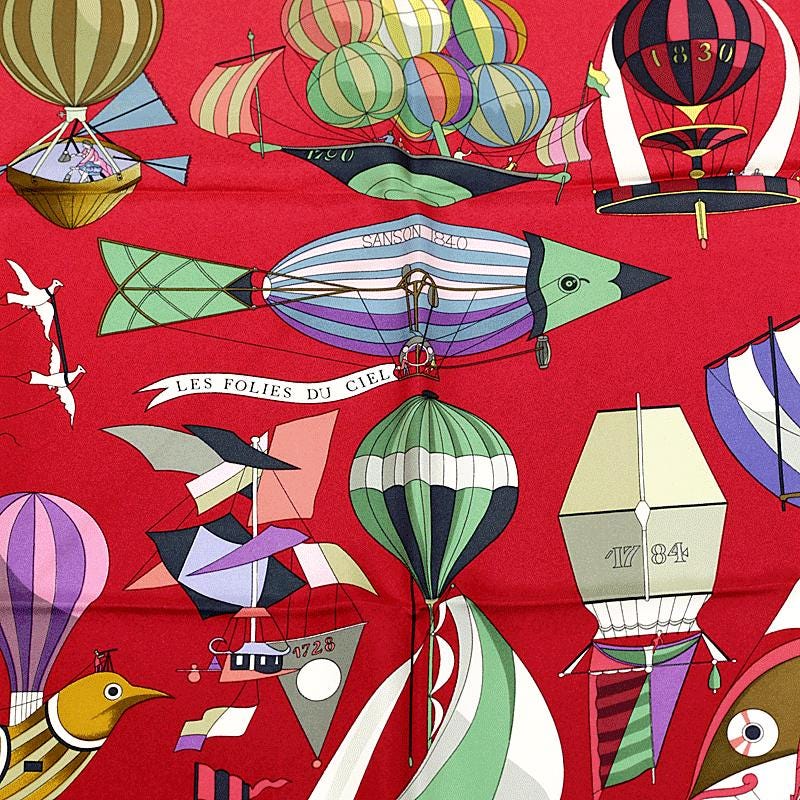 Hermes Scarf "Les Folies du Ciel" by Loic Dubigeon 90cm Silk | Carre Foulard