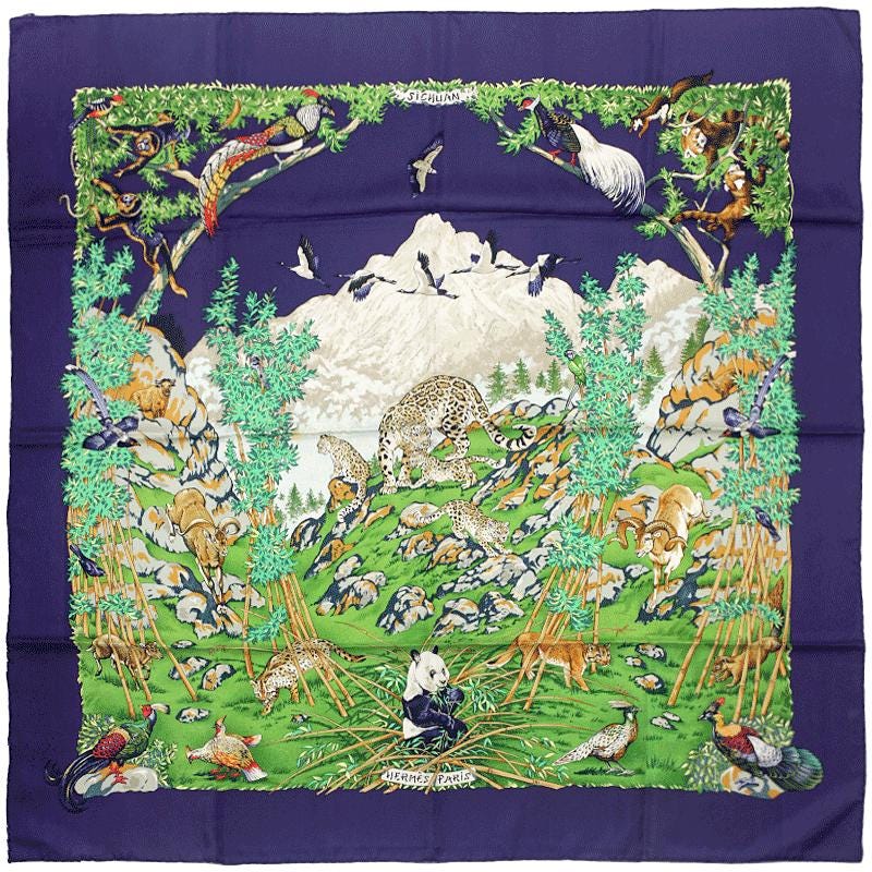 Hermes Scarf "Sichuan" by Robert Dallet 90cm Silk | Carre Foulard