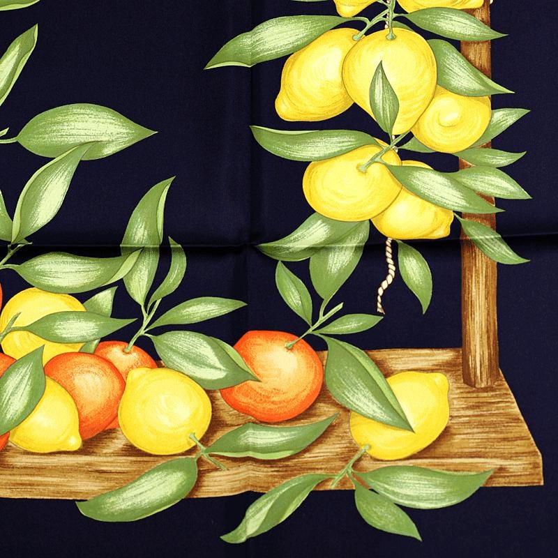 Hermes Scarf "Oranges et Citrons" by Madame la Torre 90cm Silk