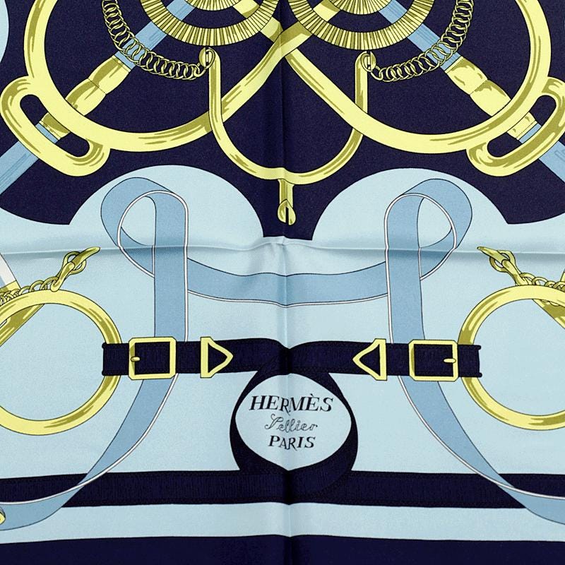 Hermes Scarf "Eperon d'Or" by Henri d'Origny 90cm Silk | Foulard Carre