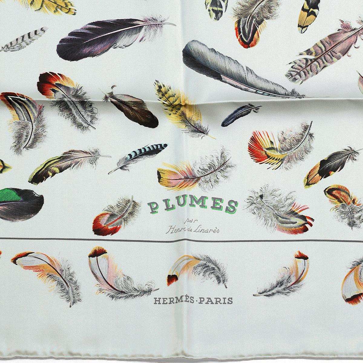 Hermes Scarf "Plumes" by Henri de Linares 90cm Silk | Carre Foulard
