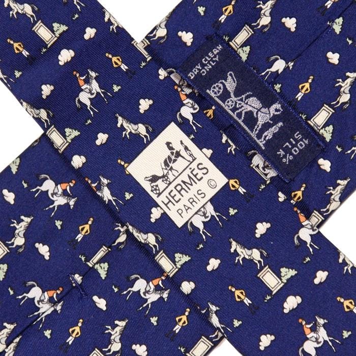 Hermes Men's Silk Tie Whimsical Horse Statue Pattern 5078 | Necktie Cravate