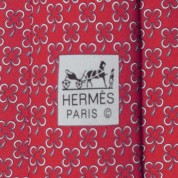 Hermes Men's Silk Tie Clovers Pattern 605987 | Necktie Cravate