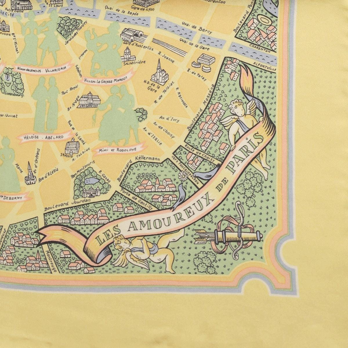 Hermes Scarf 45cm "Les Amoureux de Paris" by Maurice Tranchant Silk Gavroche