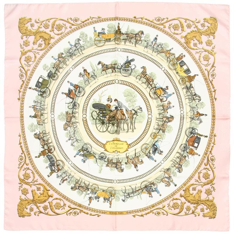 Hermes Scarf "Promenade de Longchamps" by Philippe Ledoux 90cm Silk | Carre Foulard