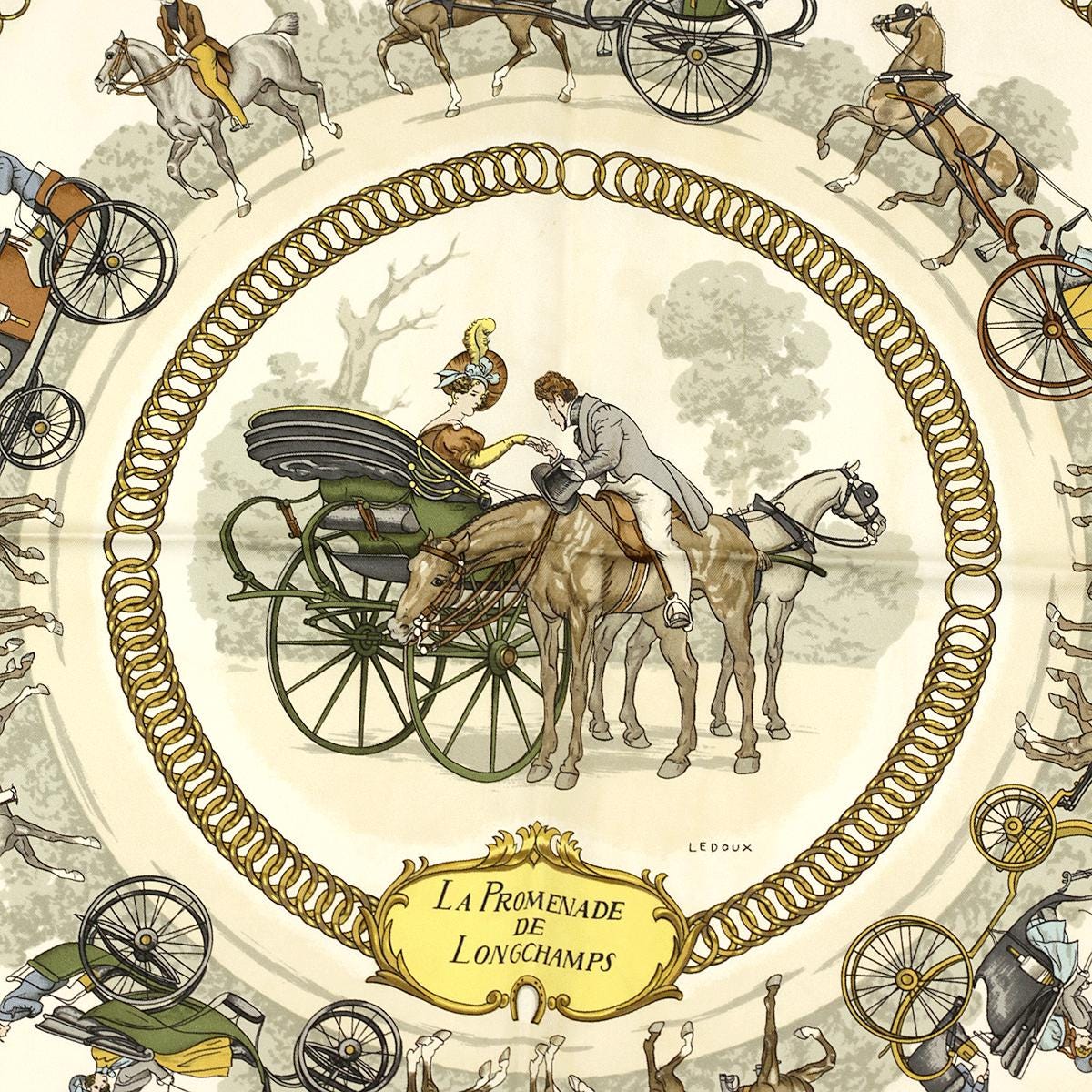 Hermes Scarf "Promenade de Longchamps" by Philippe Ledoux 90cm Silk | Carre Foulard