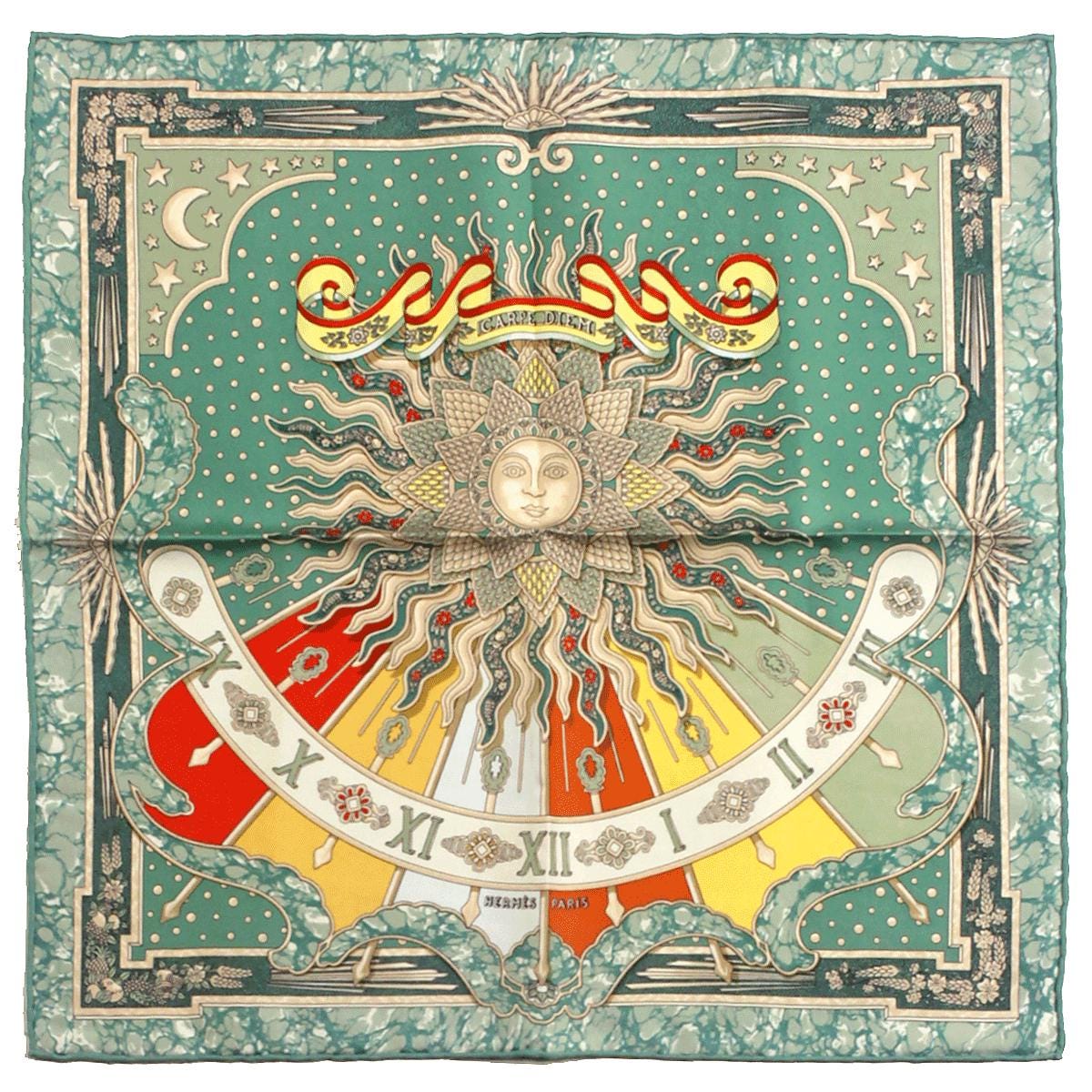 Hermes Scarf 45cm "Carpe Diem" by Joachim Metz Silk Gavroche