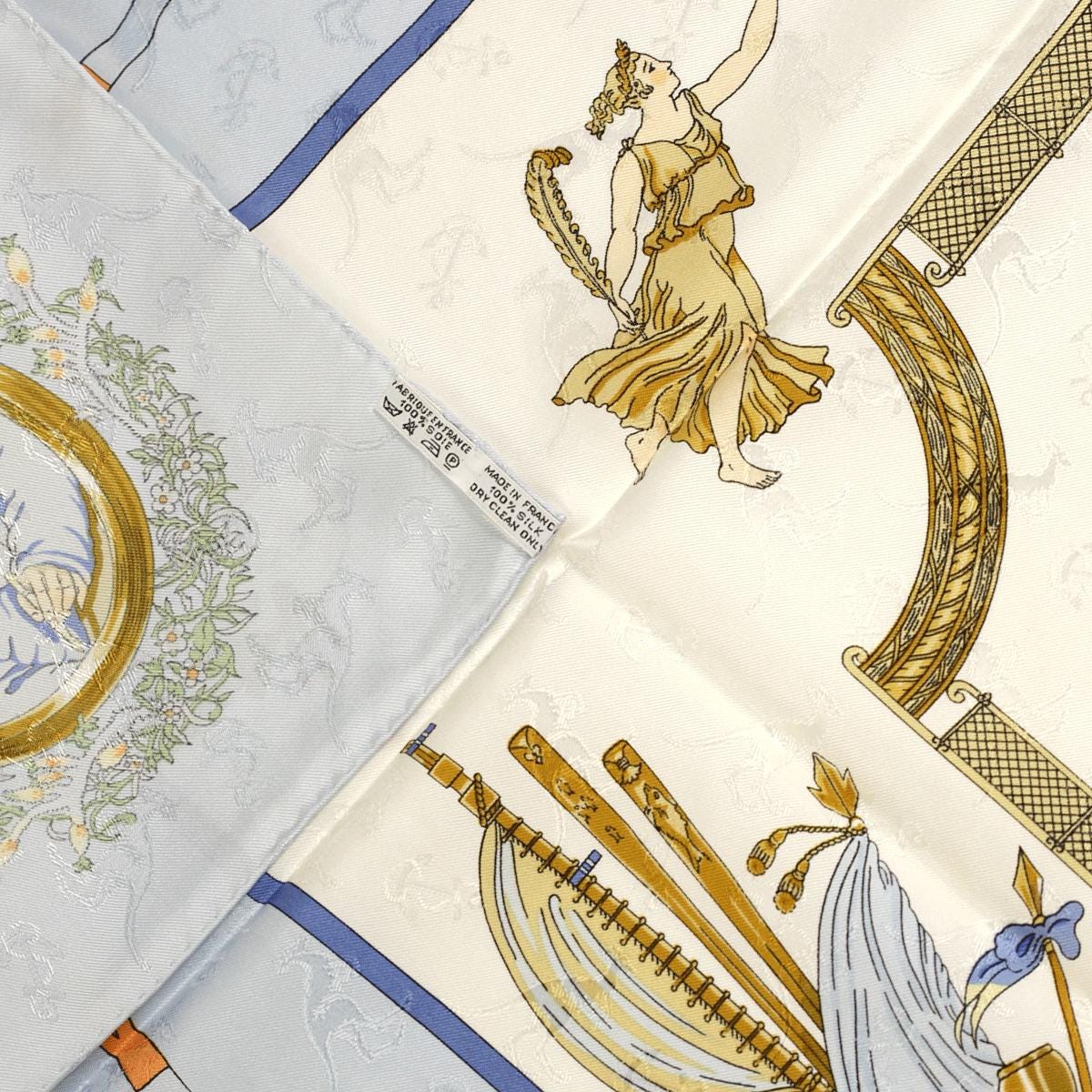 Hermes Scarf "Le Geographe" by Sandra Laroche Vintage 90cm Silk Jacquard | Carre Foulard