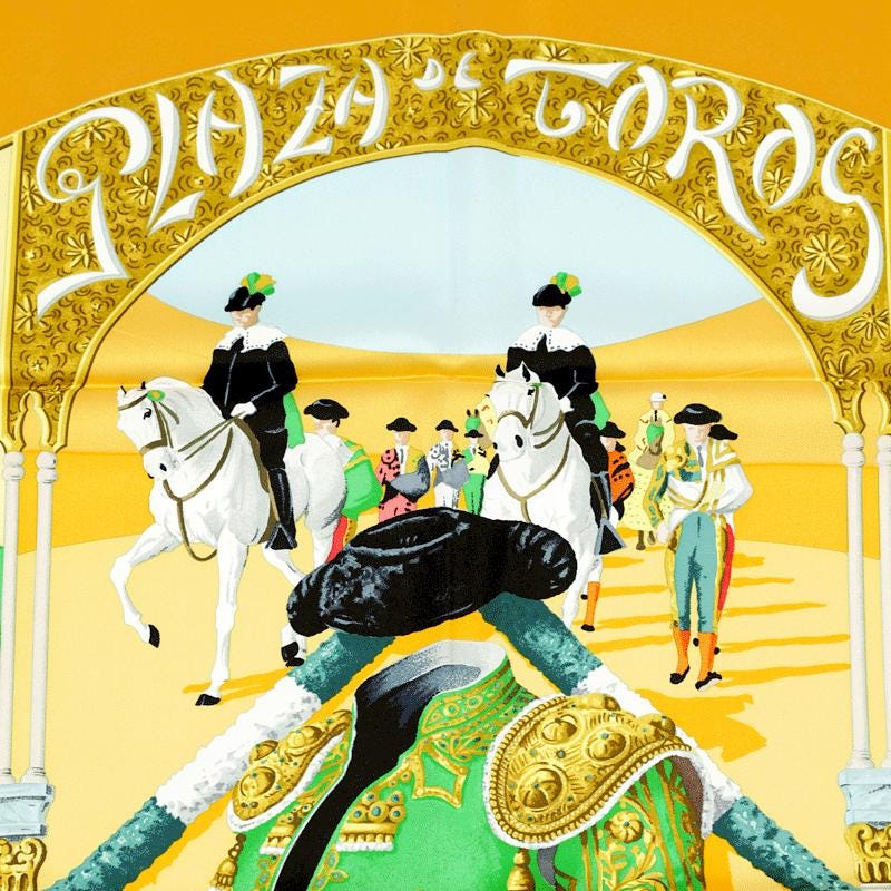 Hermes Scarf "Plaza de Toros" by Hubert de Watrigant 90cm Silk | Carre Foulard