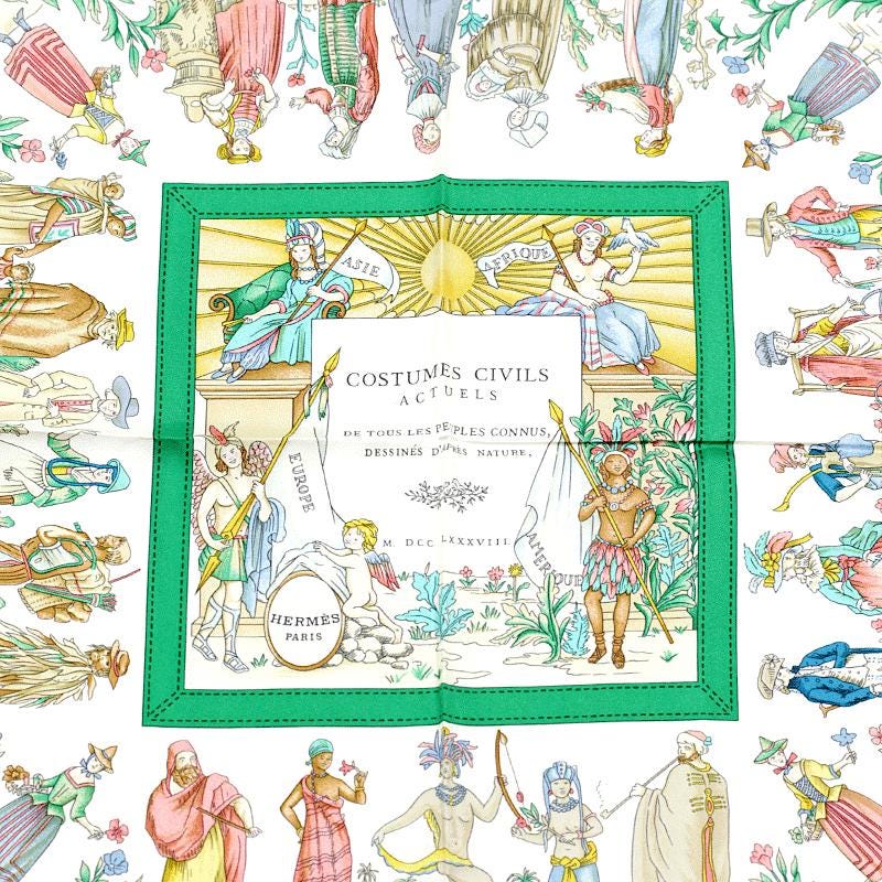 Hermes Scarf "Costumes Civils Actuels" by Françoise De La Perriere 90cm Silk | Carre Foulard