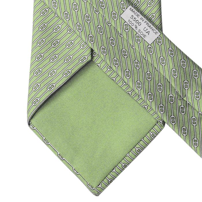HERMES TIE Auth Mens Silk Necktie Chaine d'Ancre Geometric Pattern 5500
