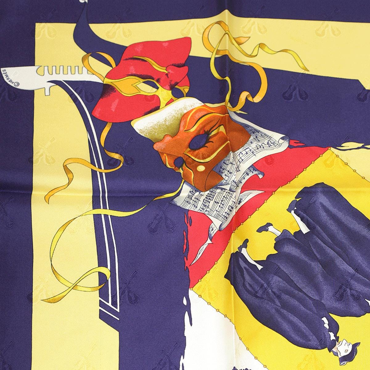 Hermes Scarf Jacquard "Le Carnaval de Venise" by Hubert de Watrigant 90cm Silk | Carre Foulard