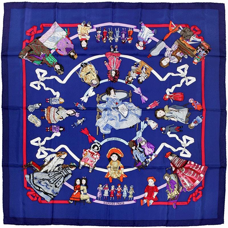 Hermes Scarf "Hello Dolly" by Loic Dubigeon 90cm Silk | Carre Foulard
