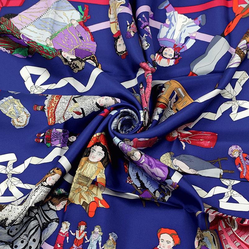 Hermes Scarf "Hello Dolly" by Loic Dubigeon 90cm Silk | Carre Foulard
