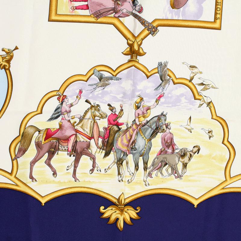 Hermes Scarf "Les Chevaux des Moghols" by Jean De Fougerolle Vintage 90cm Silk | Carre Foulard