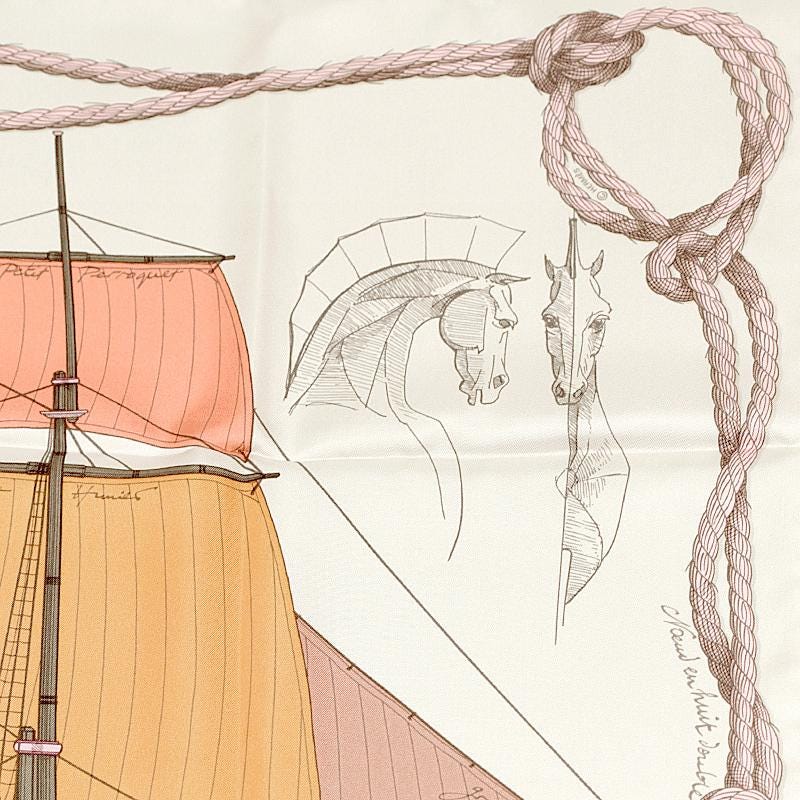 Hermes Scarf "Cheval de Mer" by Christian Renonciat 90cm Silk
