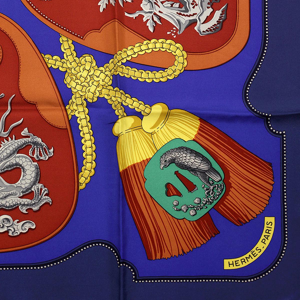 Hermes Scarf "Tsubas" by Christiane Vauzelles Vintage 90cm Silk | Carre Foulard