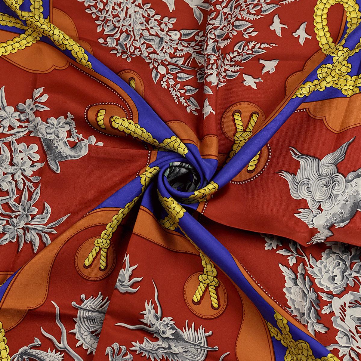 Hermes Scarf "Tsubas" by Christiane Vauzelles Vintage 90cm Silk | Carre Foulard