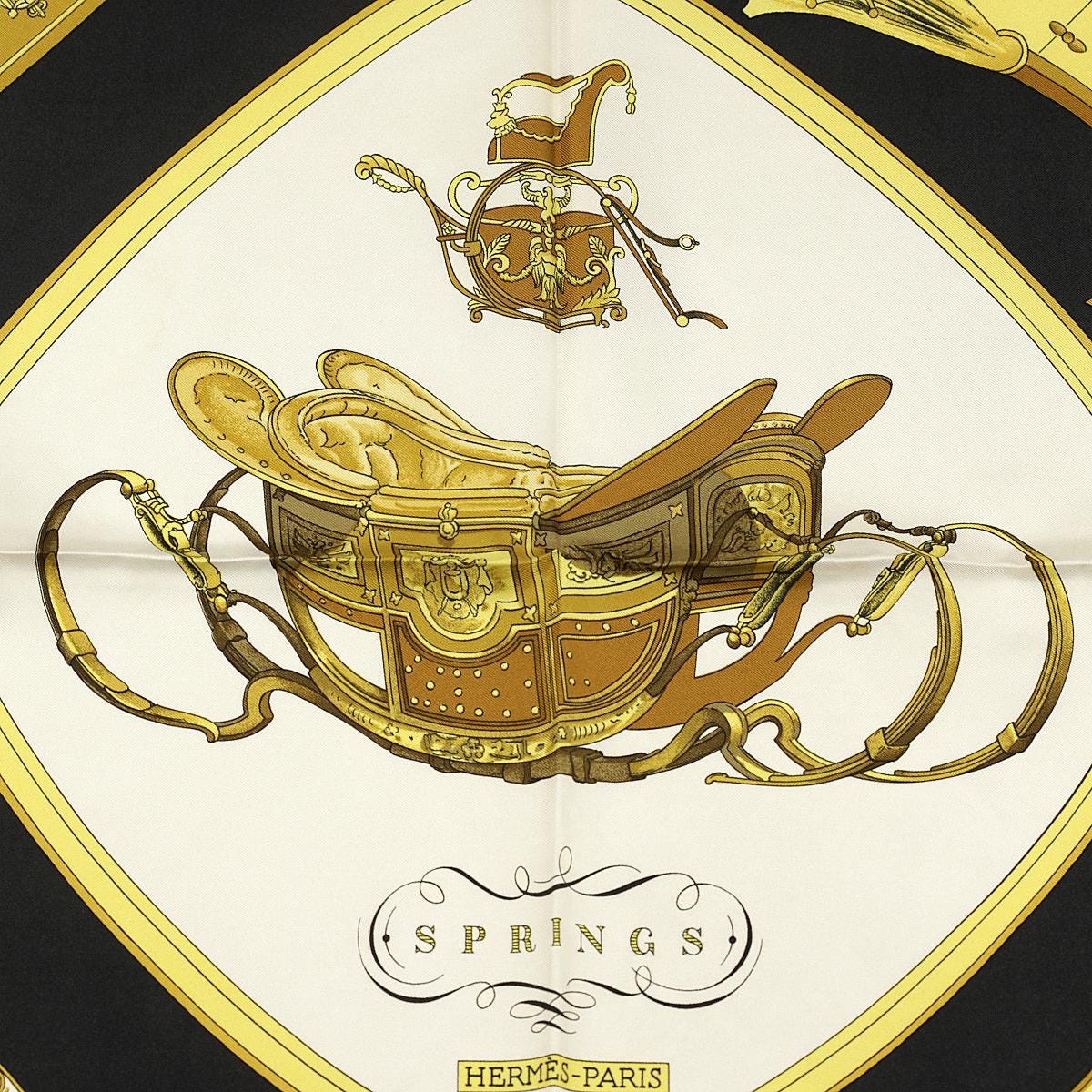 Hermes Scarf "Springs" by Philippe Ledoux Vintage 90cm Silk