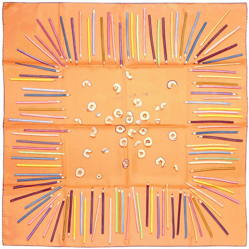 Hermes Scarf "A Vos Crayons" by Leigh P. Cook 90cm Silk | Carre