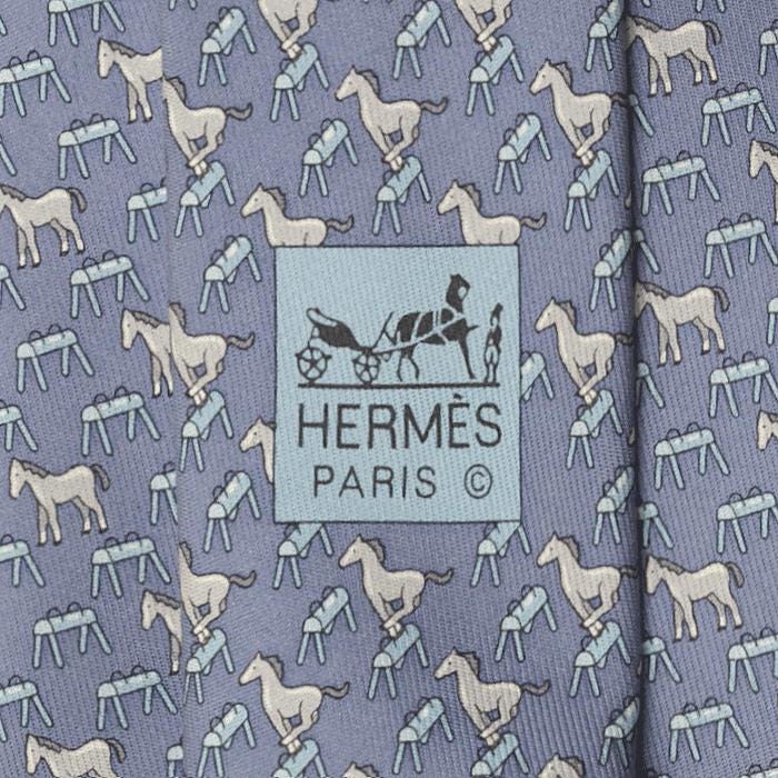 Hermes Men's Silk Tie Whimsical Horse Pattern 625992 | Necktie Cravate