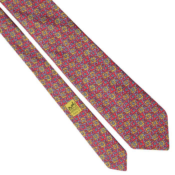 Hermes Men's Silk Tie Geometric Pattern 7969 | Necktie Cravate