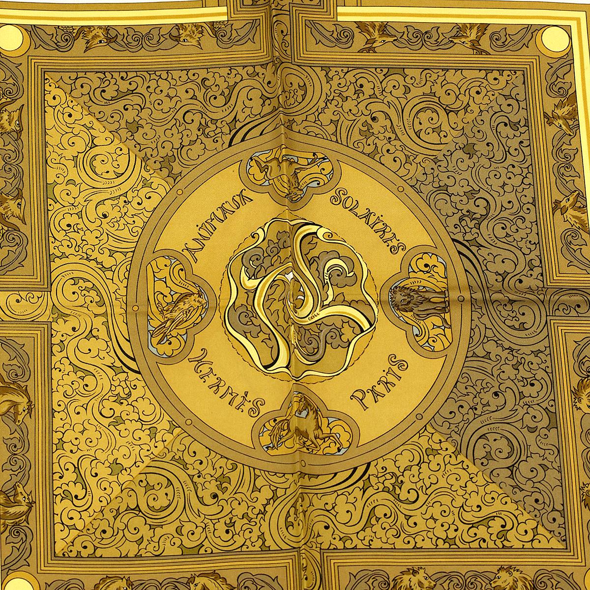 Hermes Scarf "Animaux Solaires" by Zoe Pauwels Vintage 90cm Silk | Carre Foulard