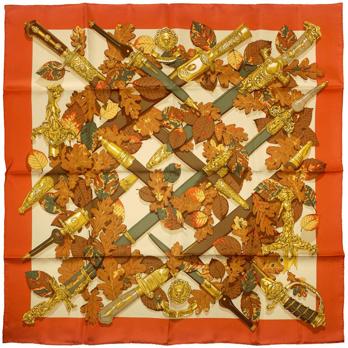 Hermes Scarf "Au Plus Dru" by Vladimir Rybaltchenko Vintage 90cm Silk | Carre Foulard