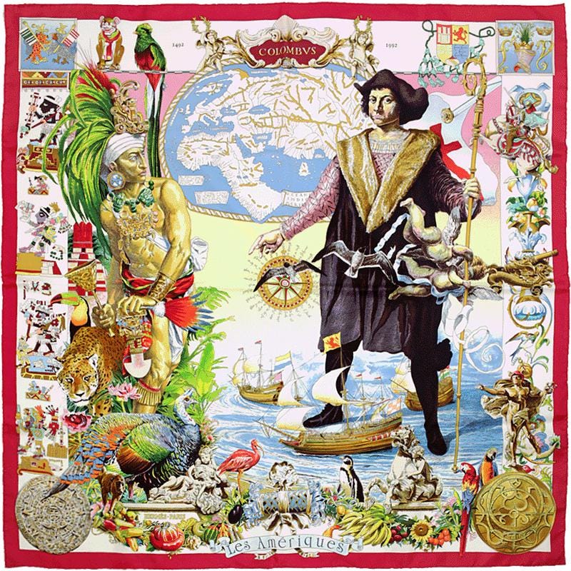 Hermes Scarf "Les Ameriques" by Kermit Oliver 90cm Silk | Carre Foulard
