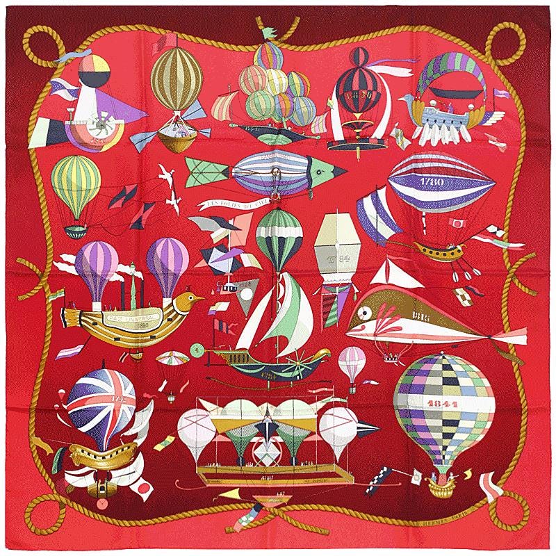 Hermes Scarf "Les Folies du Ciel" by Loic Dubigeon 90cm Silk | Carre Foulard