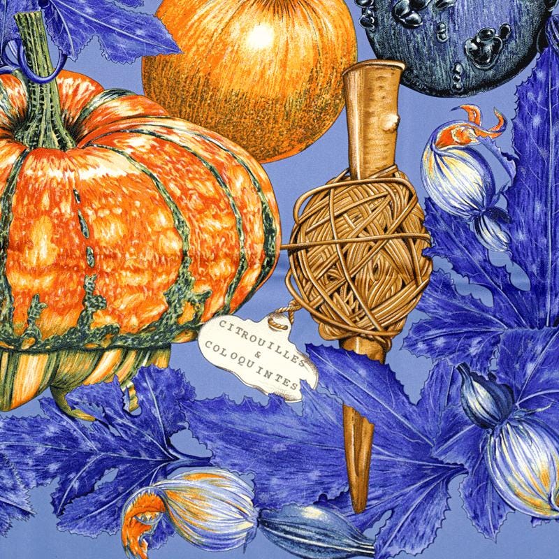 Hermes Scarf "Citrouilles et Coloquintes" by Valerie Dawlat Dumoulin 90cm Silk | Carre Foulard