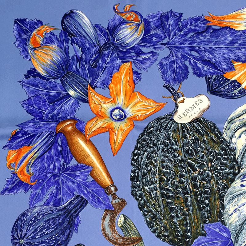 Hermes Scarf "Citrouilles et Coloquintes" by Valerie Dawlat Dumoulin 90cm Silk | Carre Foulard