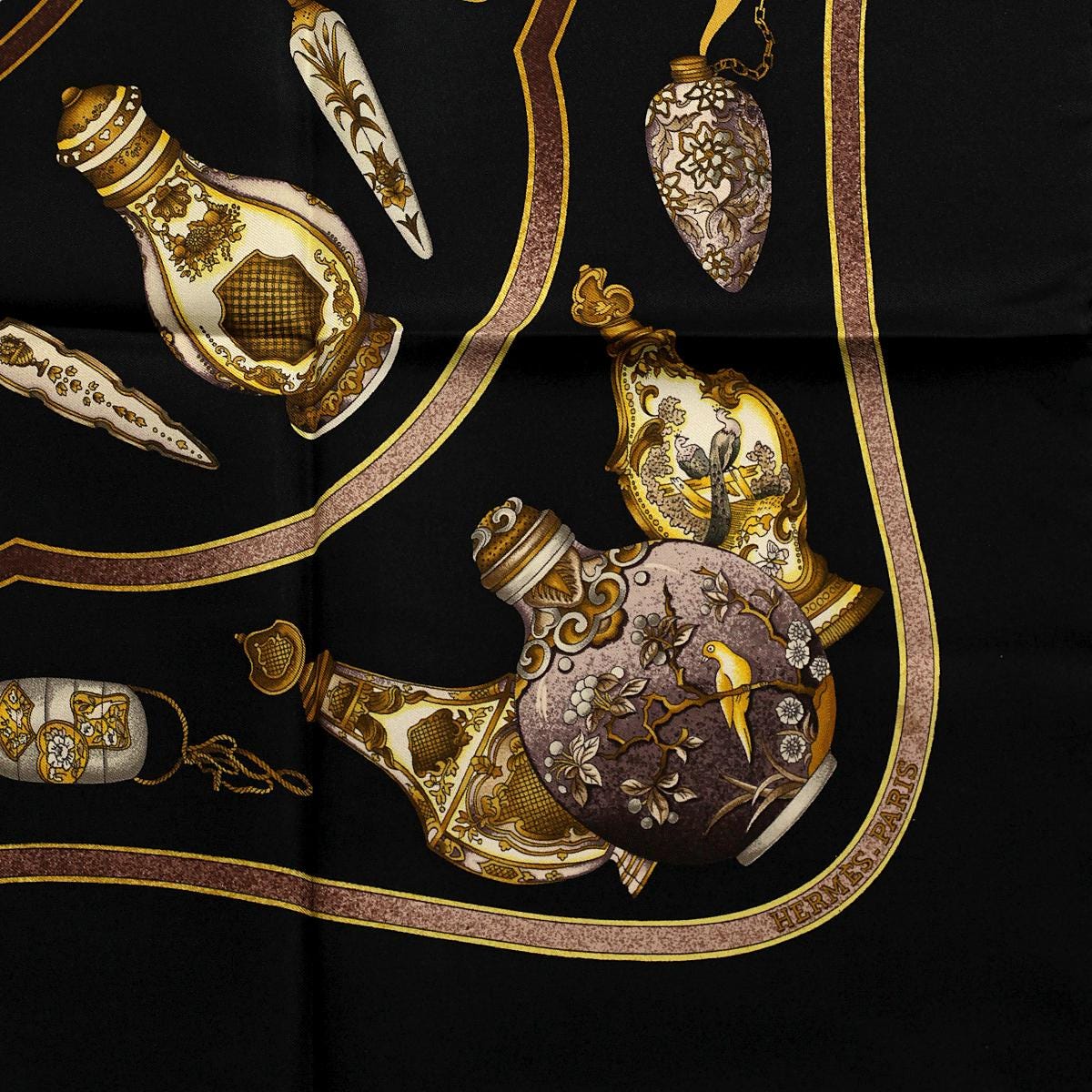 Hermes Scarf "Flacons" by Catherine Baschet Vintage 90cm Silk | Foulard Carre