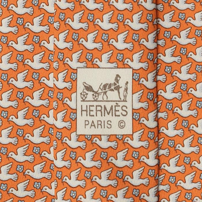 Hermes Men's Silk Tie Doves Pattern 5568 | Necktie Cravate
