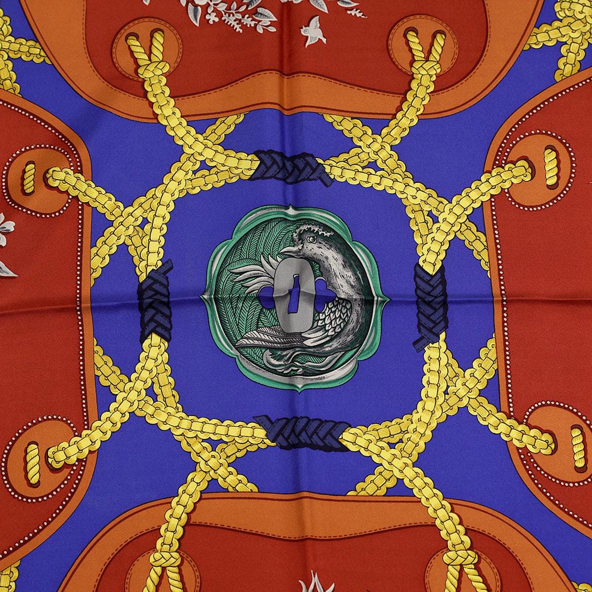 Hermes Scarf "Tsubas" by Christiane Vauzelles Vintage 90cm Silk | Carre Foulard