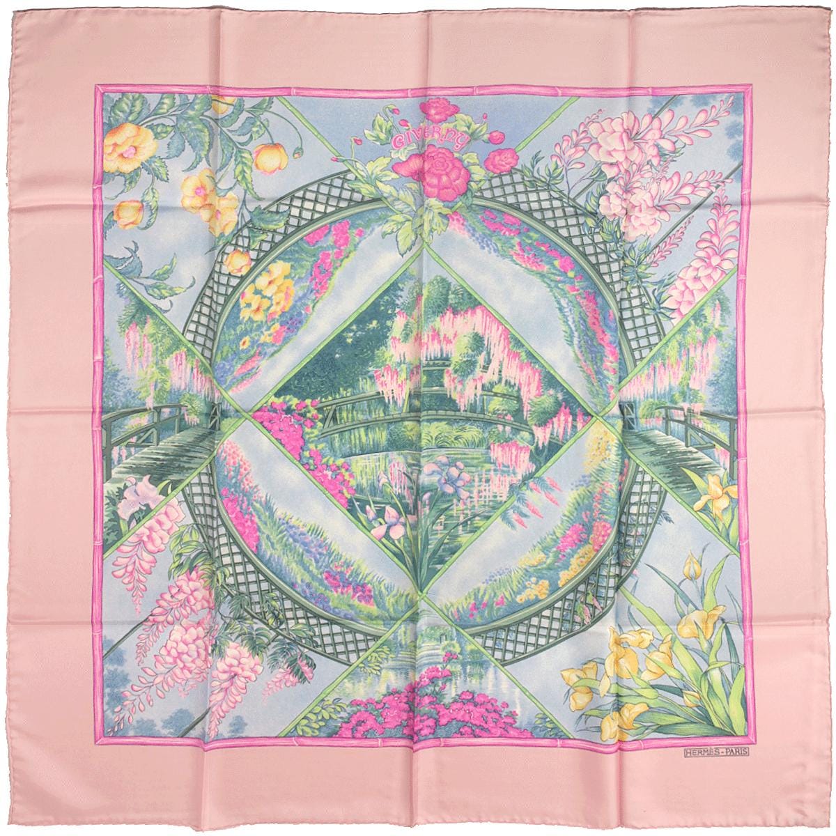 Hermes Scarf "Giverny" by Laurence Bourthoumieux 90cm Silk | Carre Foulard