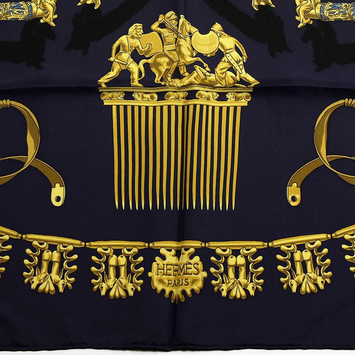 Hermes Scarf "Cavaliers d'Or" by Vladimir Rybaltchenko Vintage 90cm Silk | Foulard Carre