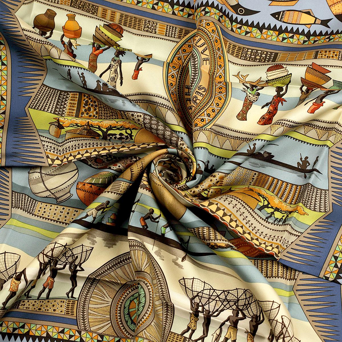 Hermes Scarf "Vie du Fleuve" by Aline Honore 90cm Silk | Carre Foulard