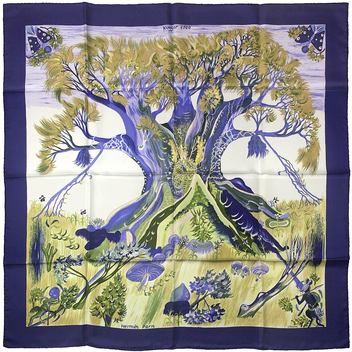 Hermes Scarf "Kuggor Tree" by Sefedin Kwumi 90cm Silk | Foulard Carre