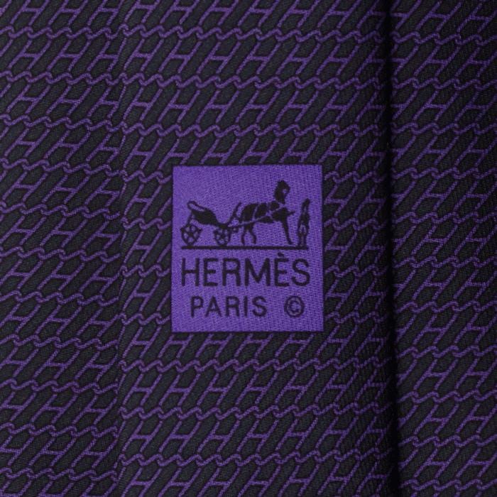 Hermes Men's Silk Tie H Geometric Pattern 605807 | Necktie Cravate