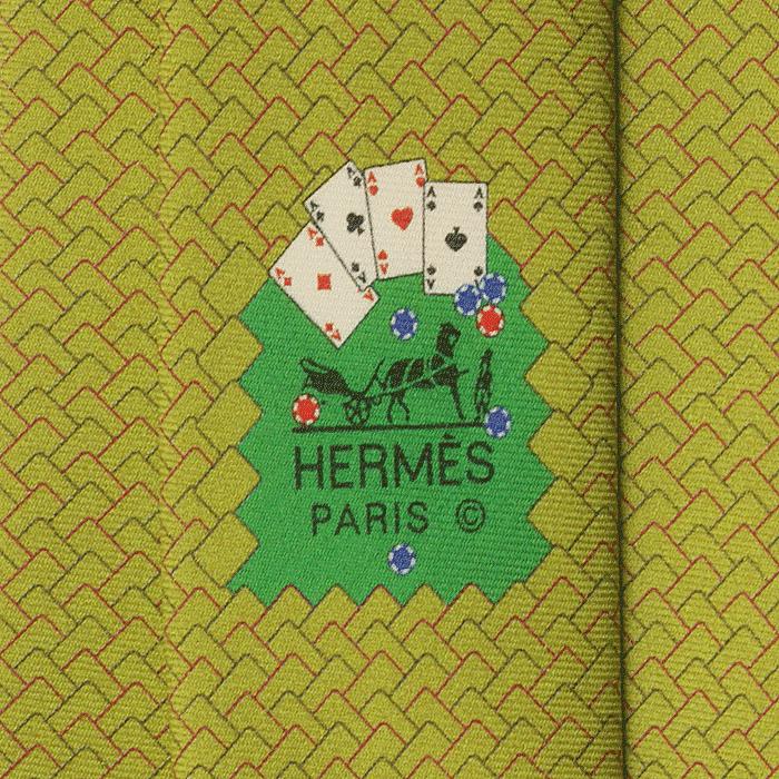 Hermes Men's Silk Tie Playing Cards Pattern 645731 | Necktie Cravate