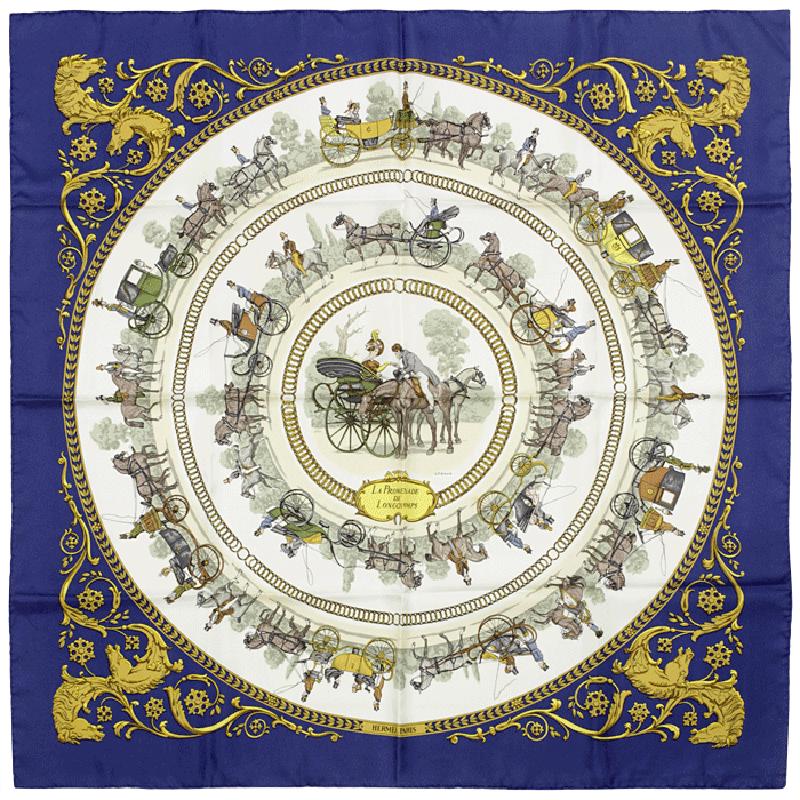 Hermes Scarf "Promenade de Longchamps" by Philippe Ledoux 90cm Silk | Carre Foulard