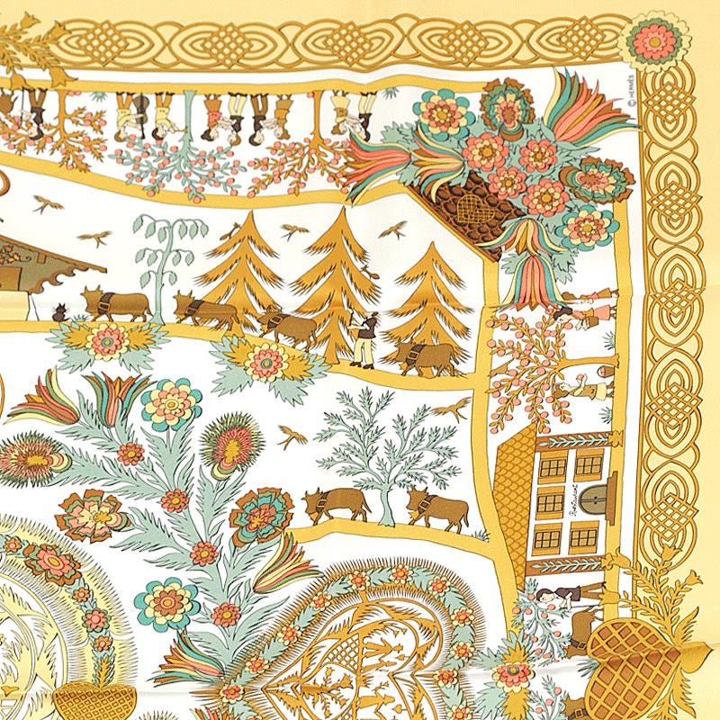 6月28日までの価格 　HERMES カレ90 スカーフ　Annie Rosat Hermes Scarf 