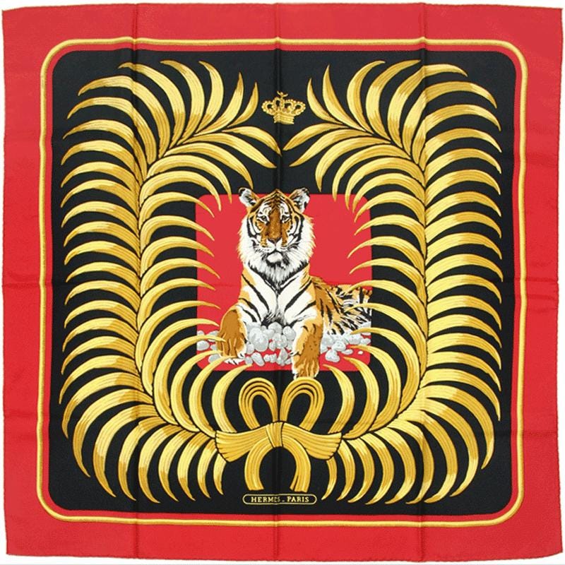 Hermes Scarf "Tigre Royal" by Christiane Vauzelles 90cm Silk