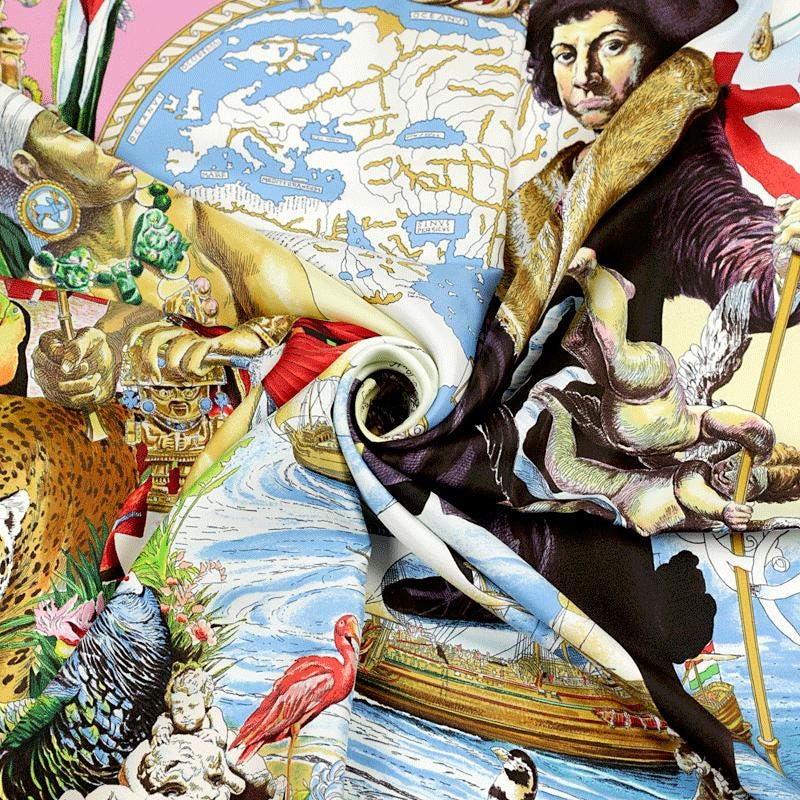 Hermes Scarf "Les Ameriques" by Kermit Oliver 90cm Silk | Carre Foulard