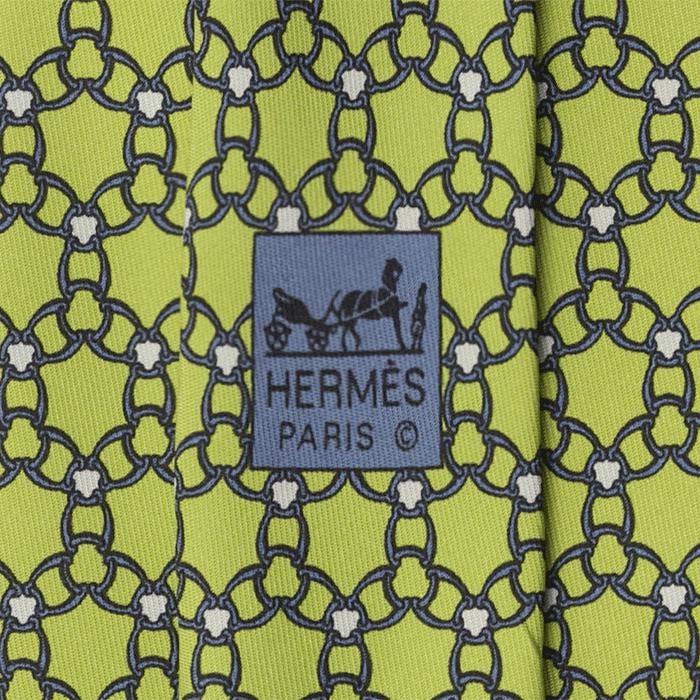 Hermes Men's Silk Tie Equestrian Geometric Pattern 5339 | Necktie Cravate